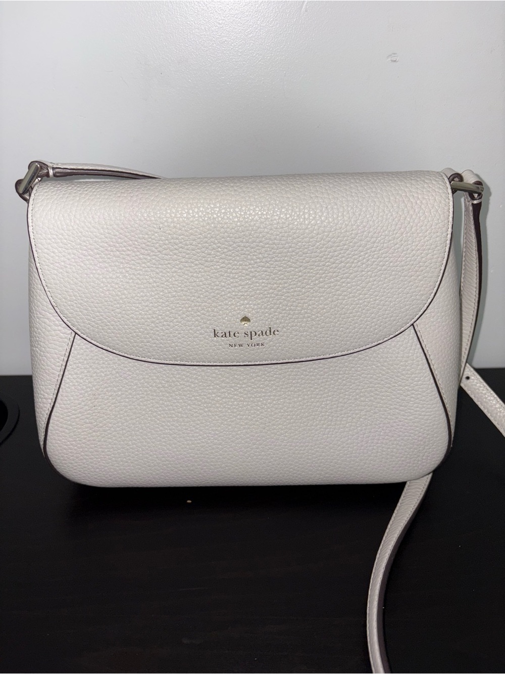 Light Grey Kate Spade Pebbled Leather Crossbody Bag